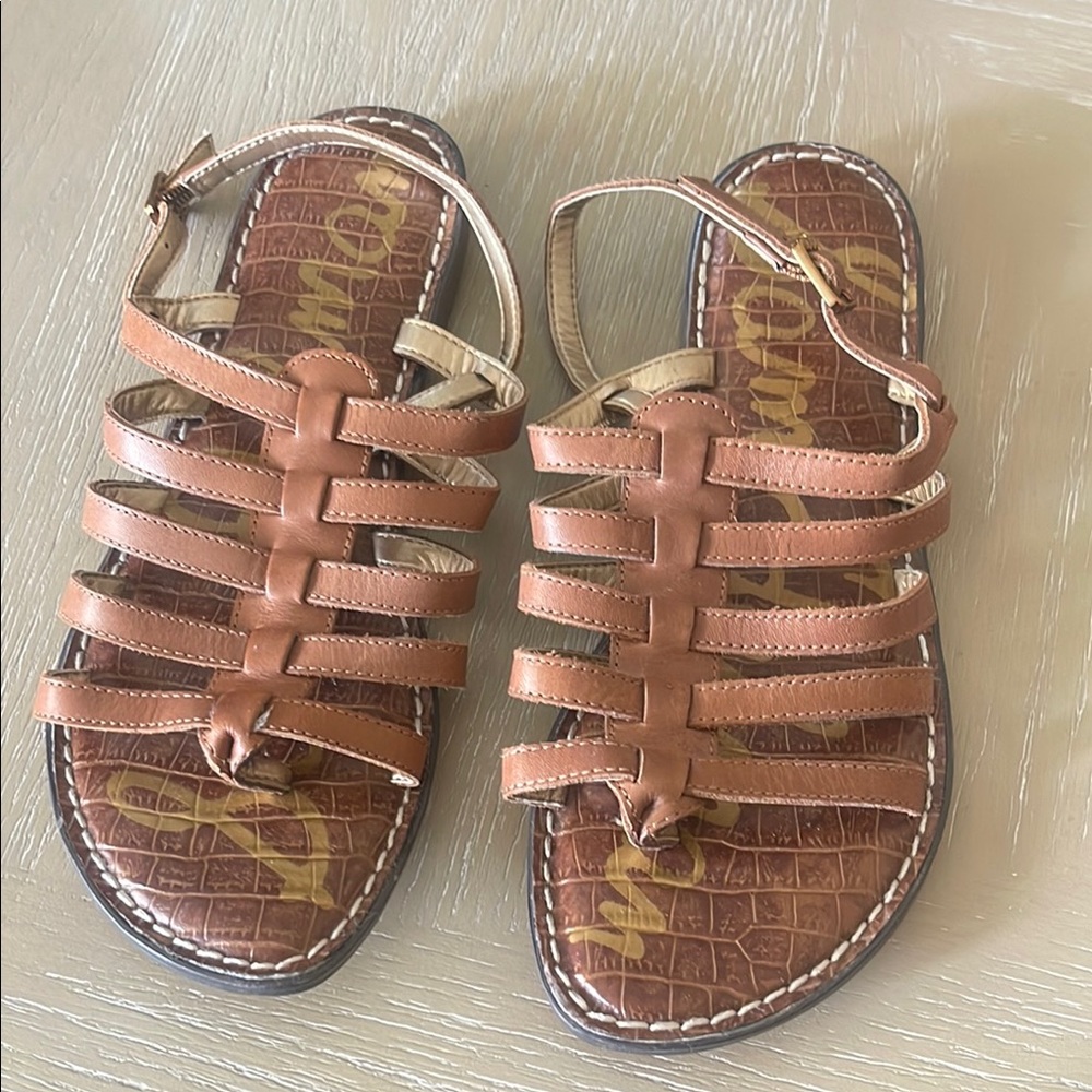 Sam Edelman Brown Strappy Sandals with Crisscross Design